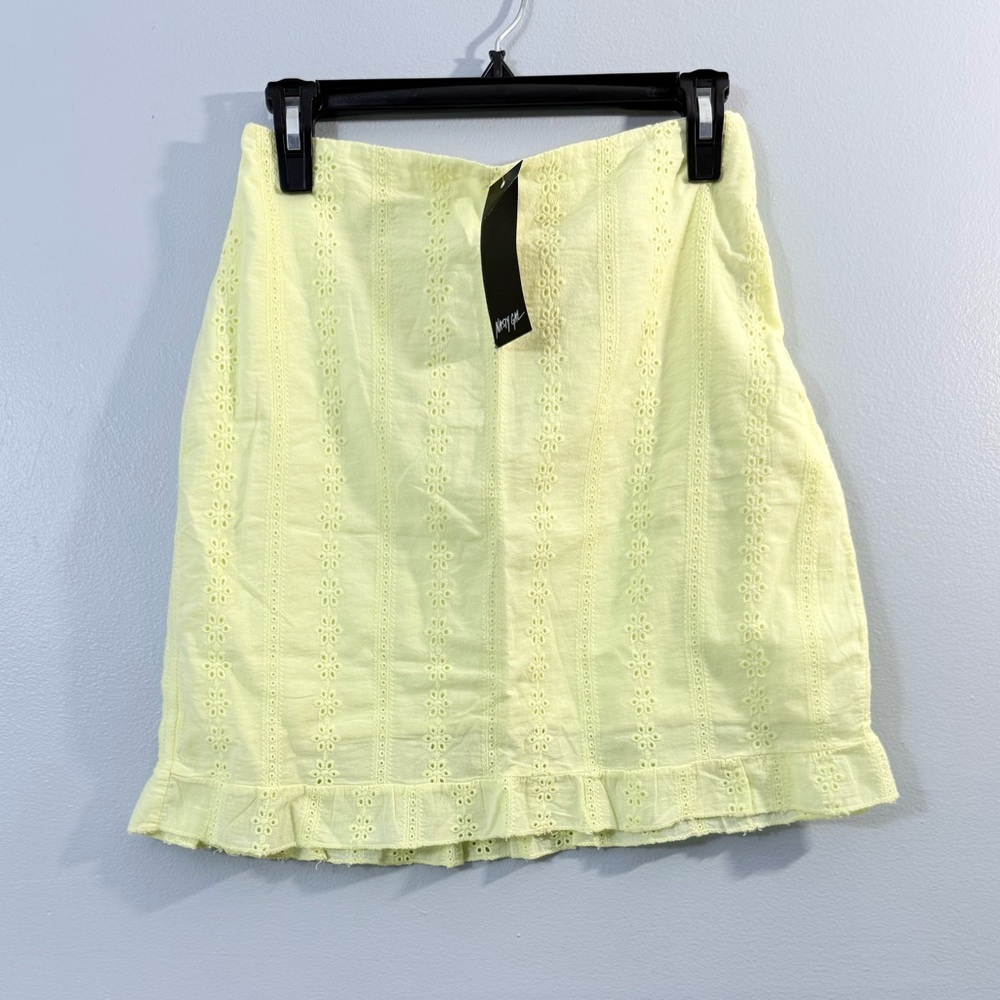 Nasty Gal Collection mini embroidery Skirt Light Yellow size XL US 10